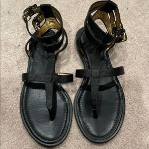 Banana Republic Corie T-Strap Black Leather Sandals